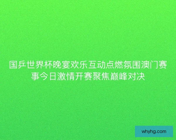 国乒世界杯晚宴欢乐互动点燃氛围澳门赛事今日激情开赛聚焦巅峰对决