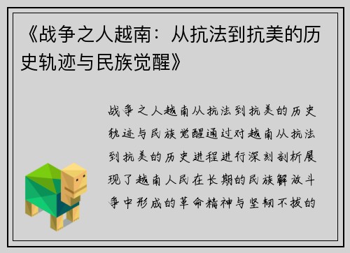 《战争之人越南：从抗法到抗美的历史轨迹与民族觉醒》